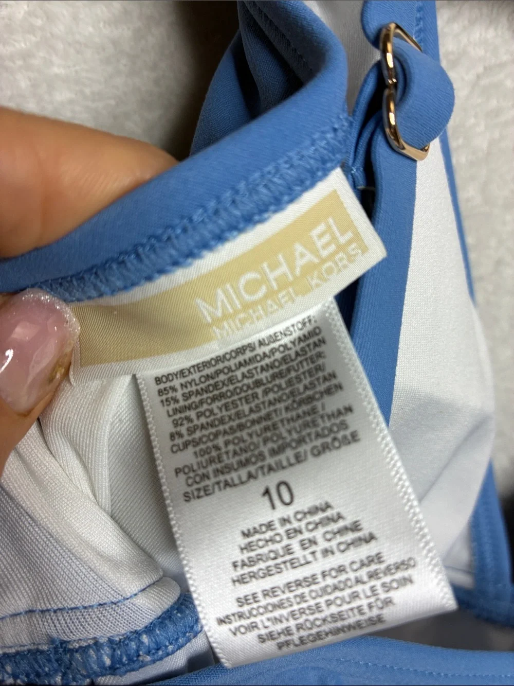 Michael Kors Periwinkle Blue One-Piece Swimsuit with MK Medallion